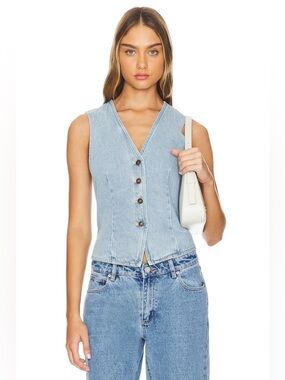 NEW REVOLVE Lioness Vision Denim Jean Vest Size Medium Light Wash NWT